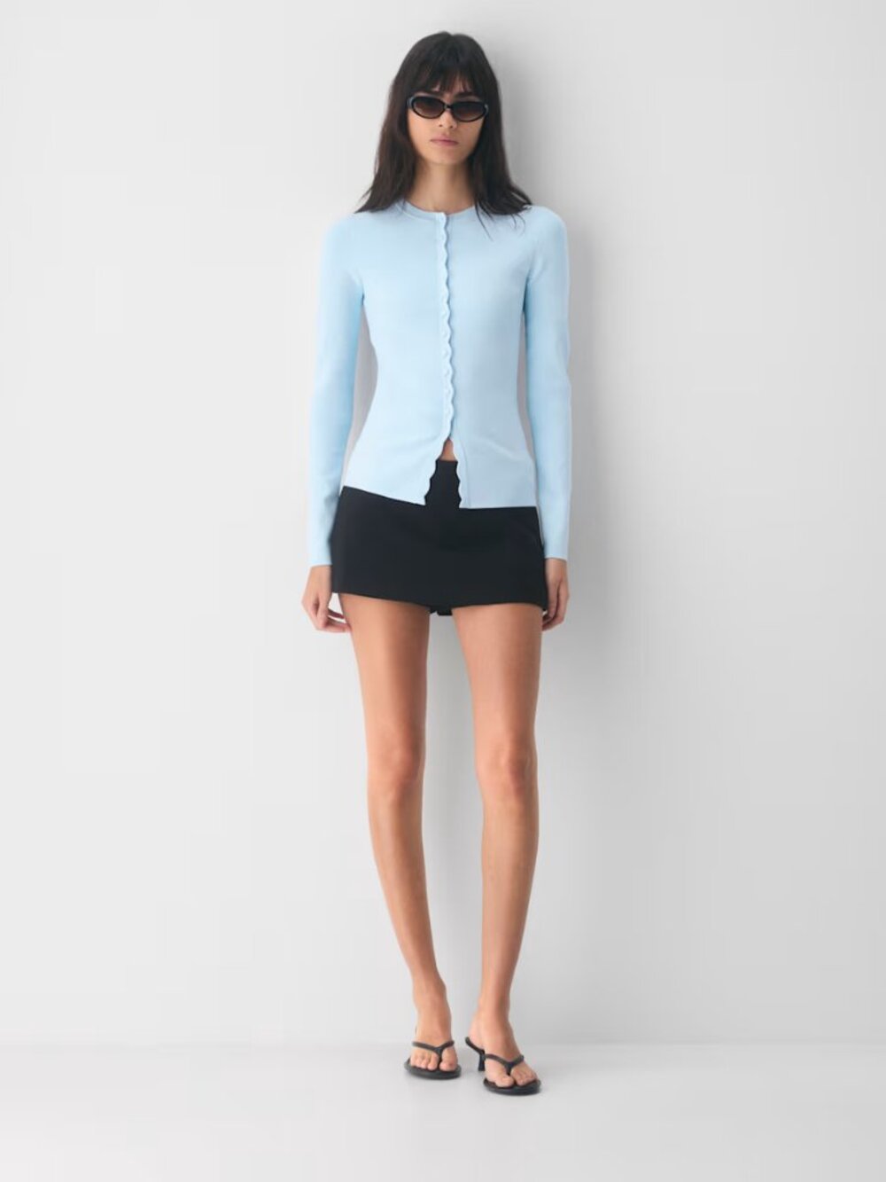 NWT Aritzia Wilfred Shelly Cardigan Wonder Yarn in Villa Blue Knit Crewneck - Picture 2 of 8